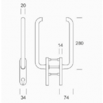 pba 2045 Window Handle in Stainless Steel AISI 316L