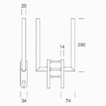 pba 2045 Window Handle in Stainless Steel AISI 316L