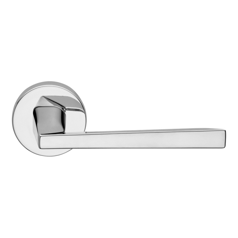 Mercury Series Fashion forme Door Handle on Round Rosette Frosio Bortolo Polished Chrome