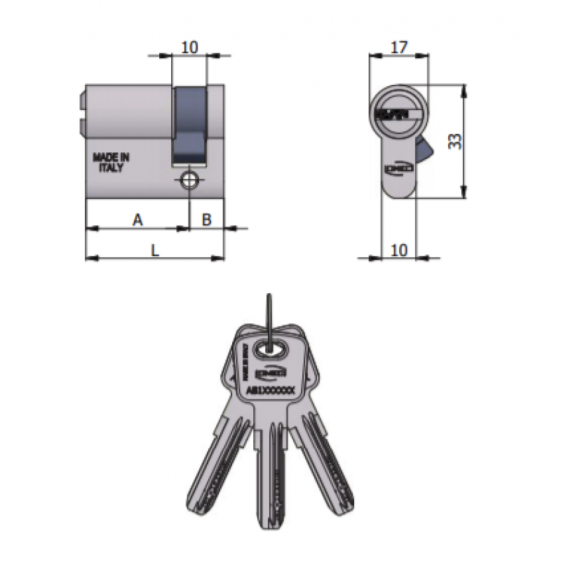 Omec Shaped Half Cylinder 6 Pins L 60mm 30/30