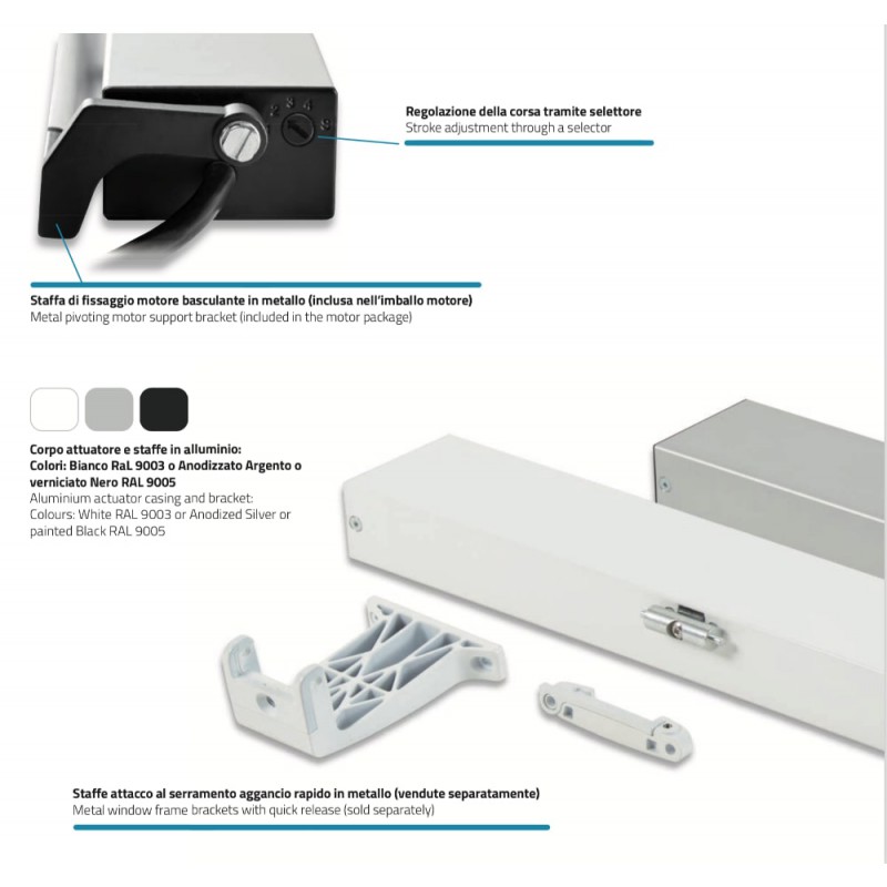 Micro Evo 2 Mingardi Chain Actuator for Protruding or Vasistas Windows