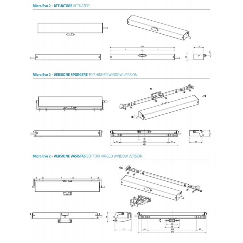 Micro Evo 2 Mingardi Chain Actuator for Protruding or Vasistas Windows