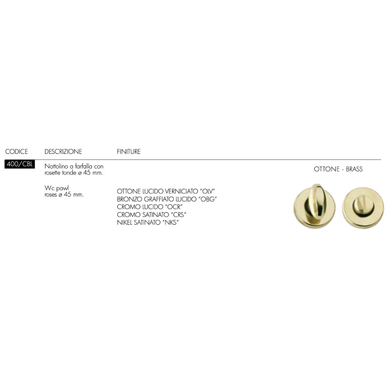 Bathroom WC Privacy Turn and Release Arieni 400/CBL Round Rose Ø45
