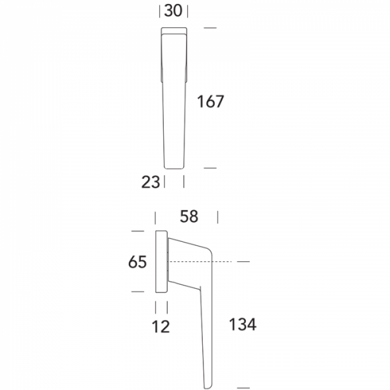 Obliq Reguitti Window Handle DK Minimal Design Aluminum