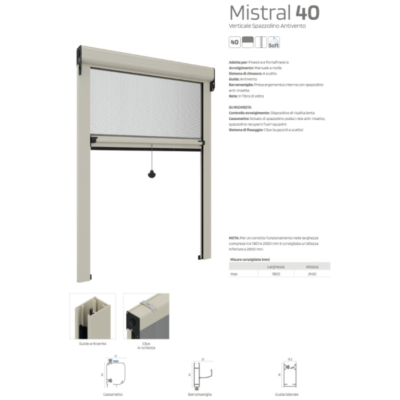 Officine Rami Mistral 40 Vertical Mosquito Net with Windproof Brush