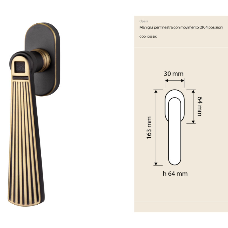 Opera Linea Calì DK Window Handle Vintage Neoclassical Collection
