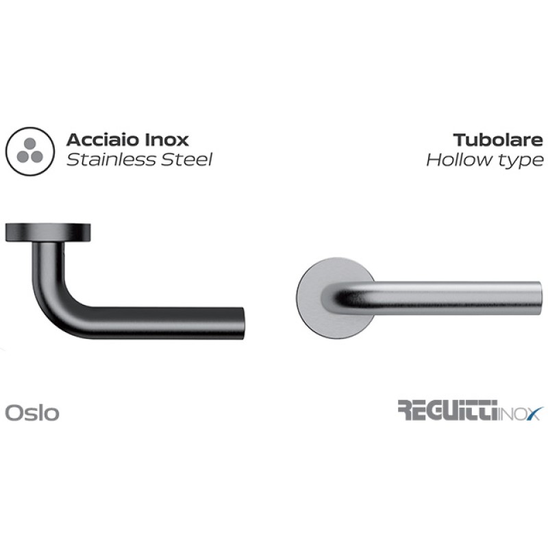 Oslo Reguitti Inox Door Handle with Round Rosette