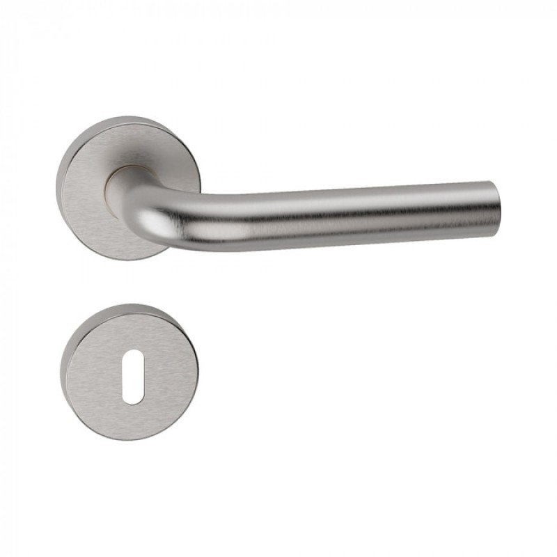 Oslo Reguitti Inox Door Handle with Round Rosette