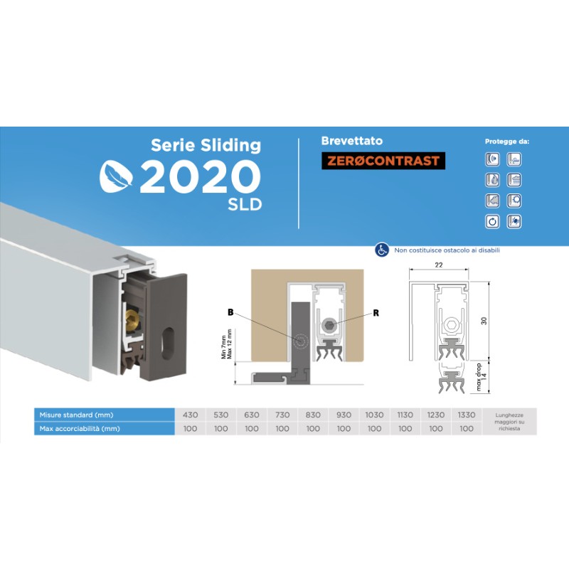 Draft Excluder for Sliding Door 2020LSD Comaglio Sliding Series