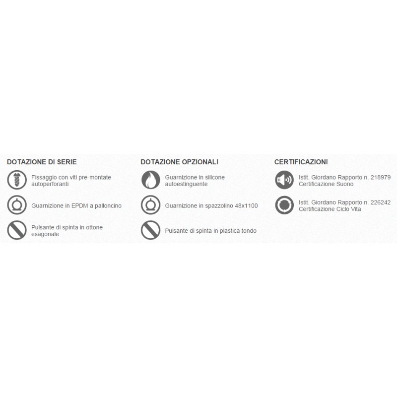 Draft excluder for Porta Comaglio 1700 Series Pressure Various Sizes