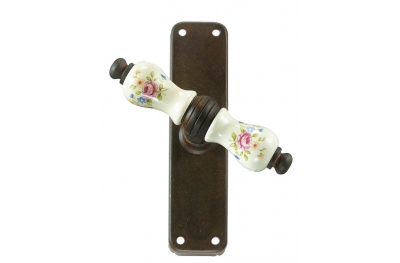Paris Galbusera Cremone Bolt Window Handle with Plate Porcelain and Wrought Iron