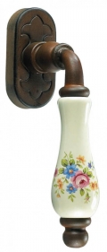 Paris Galbusera Dry Keep Window Handle Porcelain and Wrought Iron