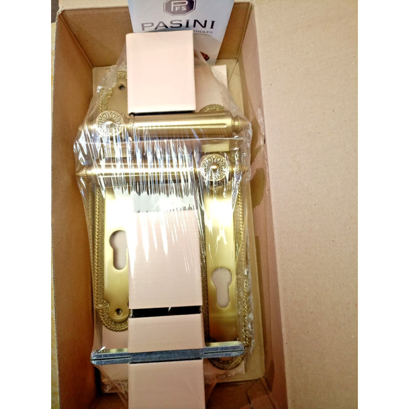 Patrizio Classique PFS Pasini Brass Door Handle on Plate