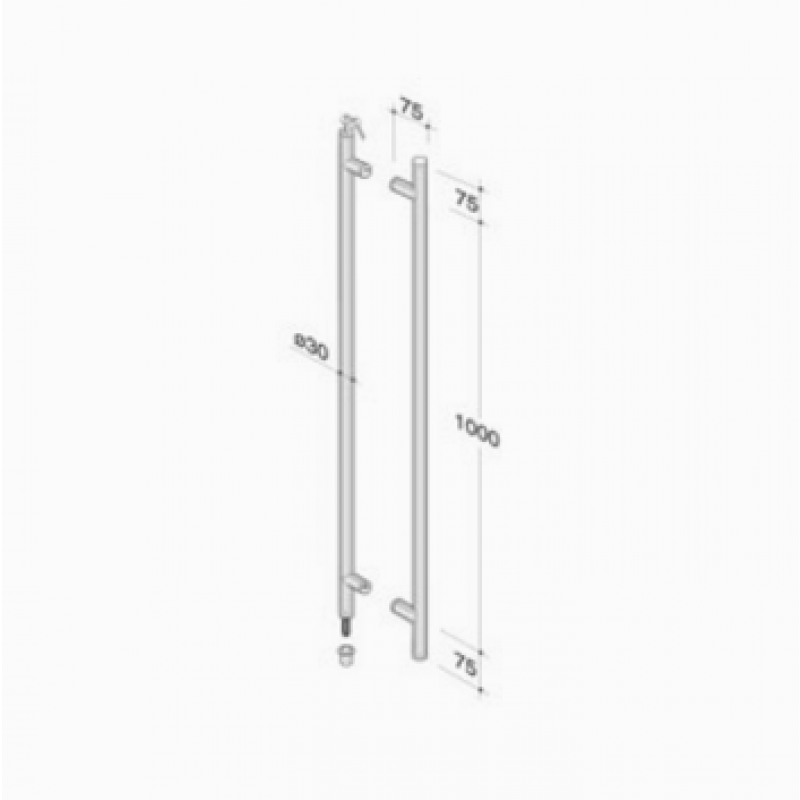 pba 200C-YE Pull Handle with Lock in Stainless Steel AISI 316L