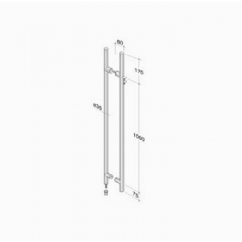 pba 200C-Y Pull Handle with Lock in Stainless Steel AISI 316L