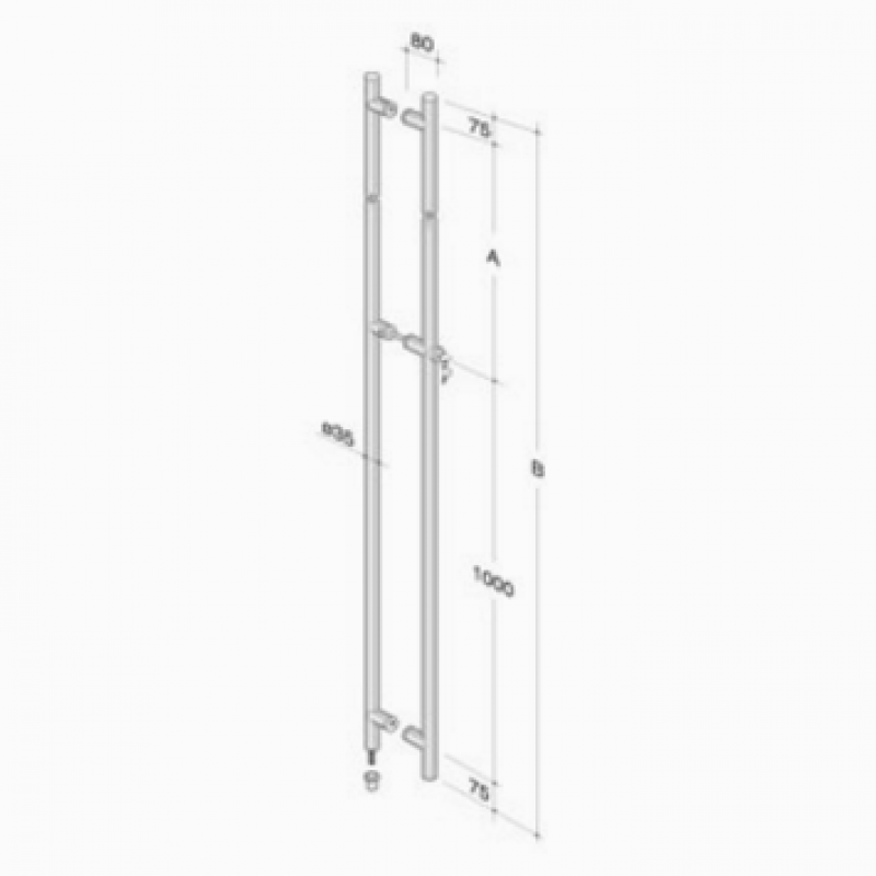 pba 200C Pull Handle with Lock in Stainless Steel AISI 316L