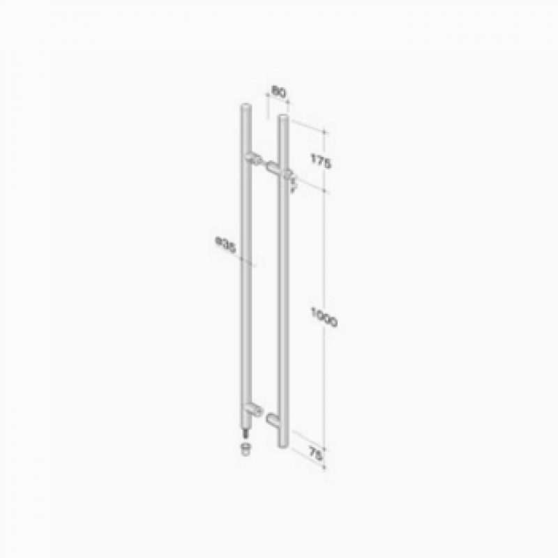 pba 200C Pull Handle with Lock in Stainless Steel AISI 316L