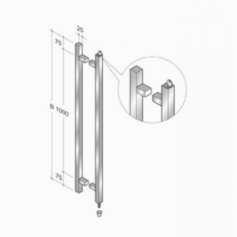 pba KLO.QV Pull Handle with Lock in Stainless Steel AISI 316L