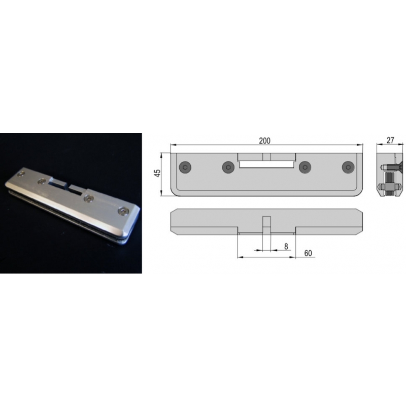 Pliers for not Drilled Glass in Anodized Aluminium Pettiti Giuseppe