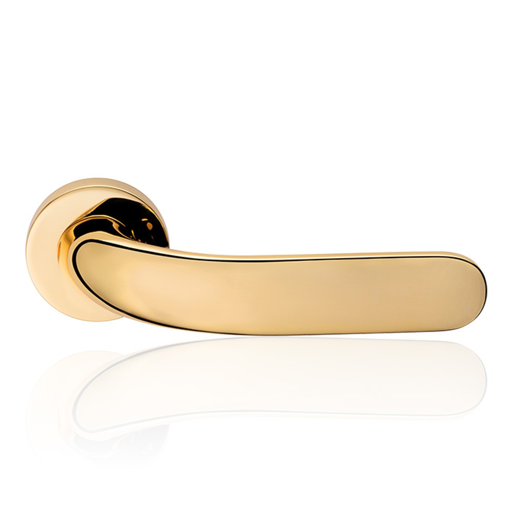 Point Gold Plated Finish Door Handle With Rose With Sophisticated Shape Linea Calì Design