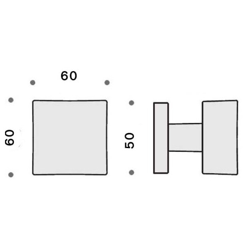Square Door Knob Arieni 906 60x60 mm with 50x50 mm Rose