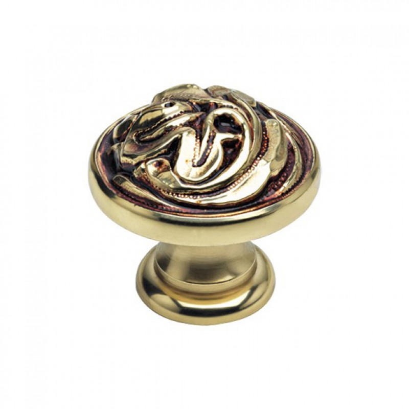 Classic Cabinet Knob Linea Calì Vintage PB with French Gold Finishing