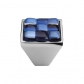 Cabinet Knob Linea Calì Crystal Brera Chess PB 30 CR White Blue Glass Insert