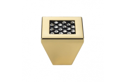 Furniture Knob Linea Calì Mesh Crystal PB with Black Swarowski® Gold Plated