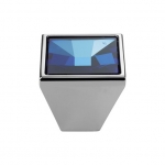 Furniture Knob Linea Calì Mirror PB with Blue Swarowski® Polished Chrome