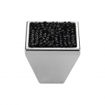 Furniture Knob Linea Calì Rocks PB with Black Jet Swarowski® Polished Chrome