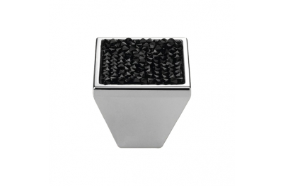 Furniture Knob Linea Calì Rocks PB with Black Jet Swarowski® Polished Chrome