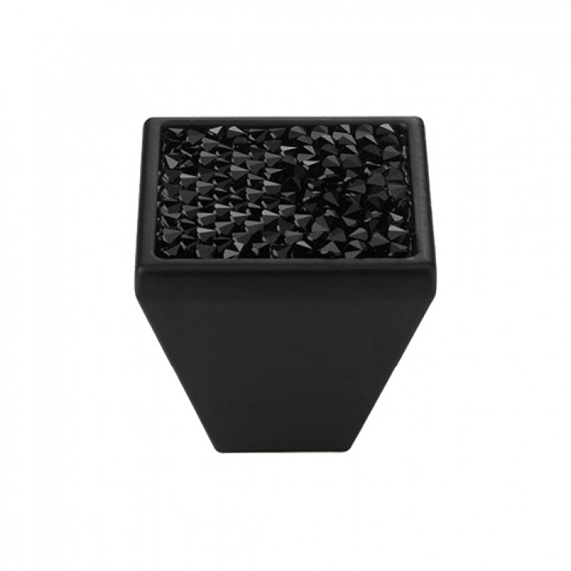 Furniture Knob Linea Calì Rocks PB with Black Jet Swarowski® Matt Black