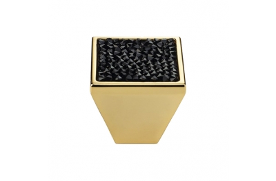 Furniture Knob Linea Calì Rocks PB with Black Jet Swarowski® Gold Plated