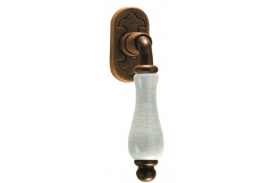 Prague Galbusera Dry Keep Window Handle Porcelain and Wrought Iron