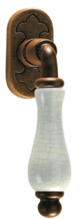 Prague Galbusera Dry Keep Window Handle Porcelain and Wrought Iron