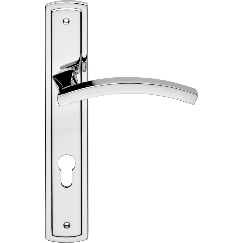 Linea Calì Profilo Door Handle with Plate Brass Finish of Your Choice