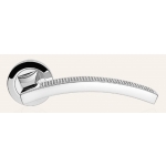 Profilo Mesh Polished Chrome Door Handle on Rosette Linea Calì Crystal