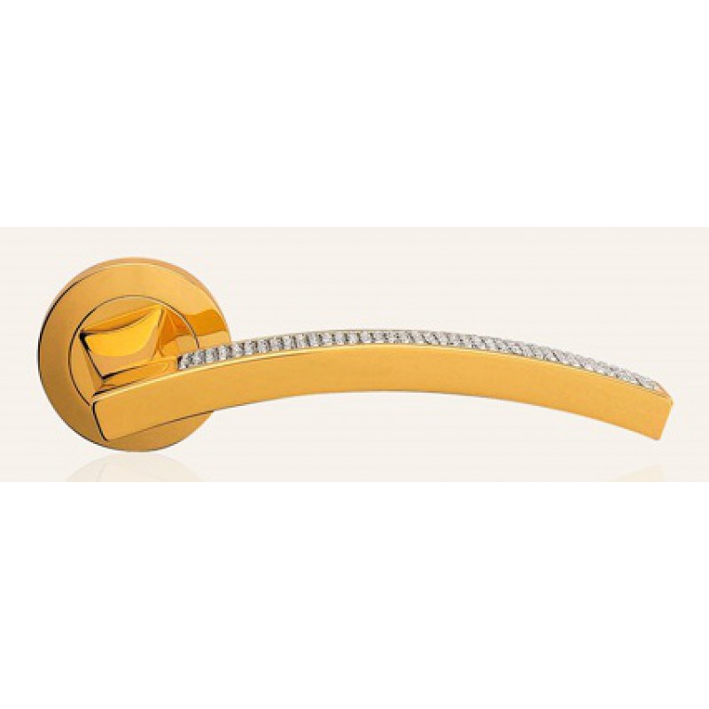Profilo Mesh Gold Plated Door Handle on Rosette Linea Calì Crystal