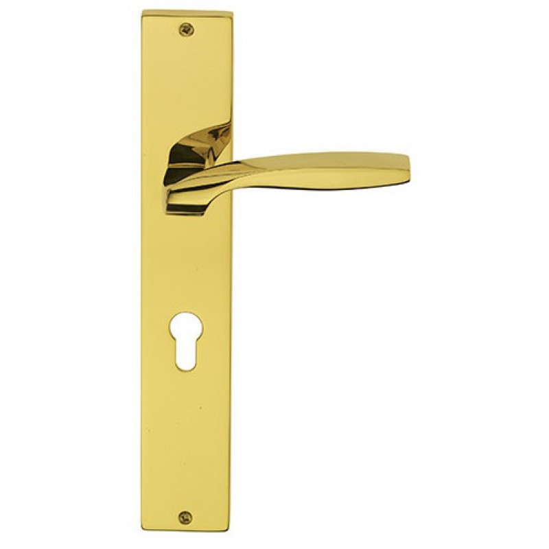 Quadrata Fashion Line PFS Pasini Brass Door Handle on Plate