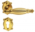 Queen Classique PFS Pasini Brass Door Handle with Rosette and Escutcheon Plate