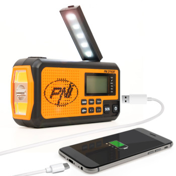 Wind Up Radio With Phone Charger, 4000mah Emergency Solar Radio With AM/FM, Radio Dynamo Torch, SOS Alarm, Crank Radio For Household Emergency And Outdoor Survival,Orange