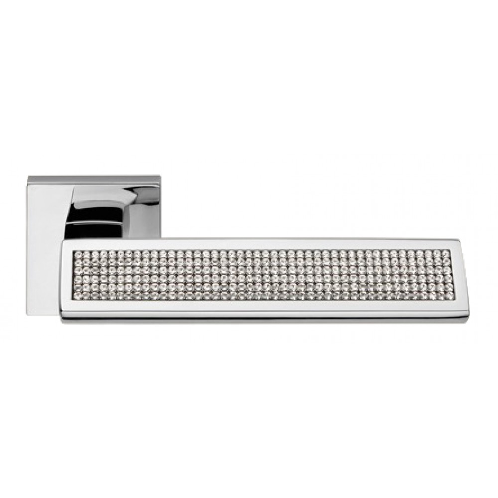 Riflesso Mesh Polished Chrome Door Handle on Rosette Linea Calì Crystal