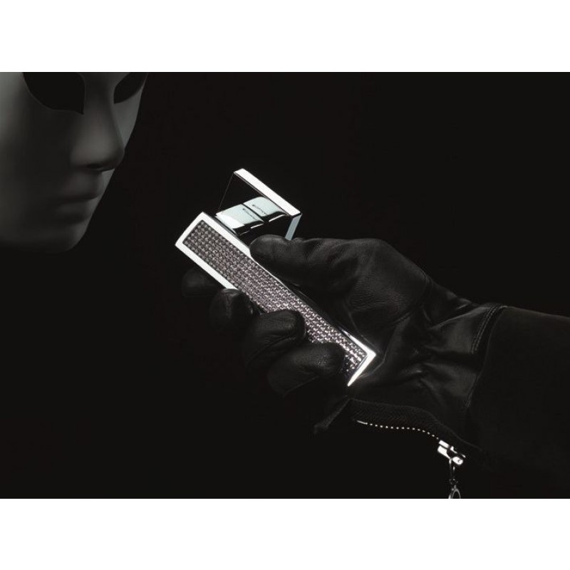 Riflesso Mesh Polished Chrome Door Handle on Rosette Linea Calì Crystal