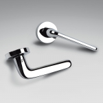 Isy Polished Chrome Door Handle on Rosette Studio Bettonica Leone for Colombo Design