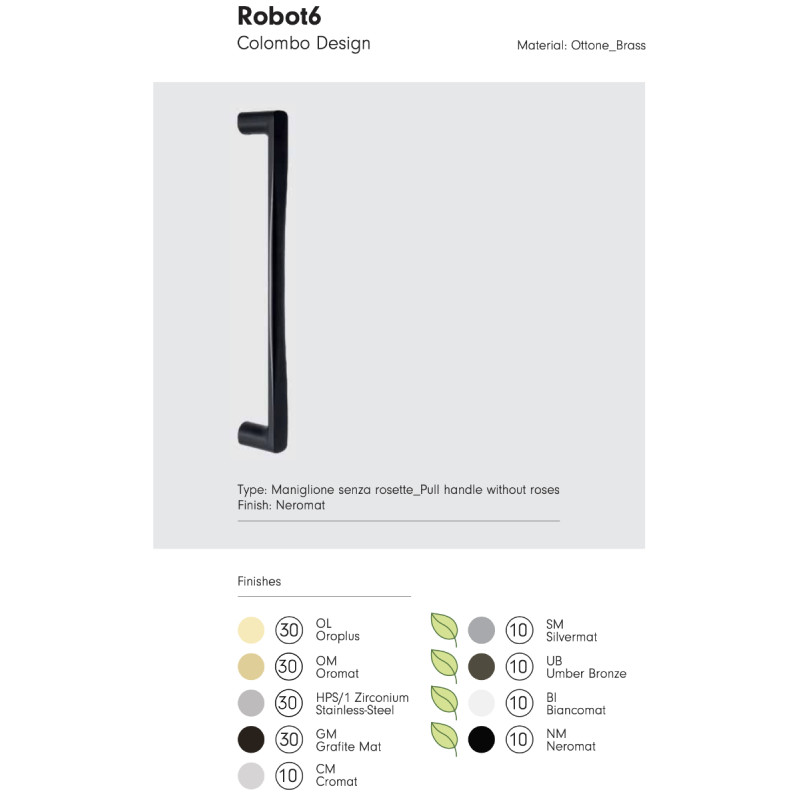 Robot6 Colombo Design Brass Door Pull Handle Without Roses