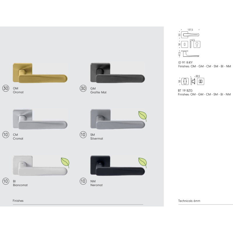 ROBOT6 S Colombo Design Door Handle with 6 mm Square Rose