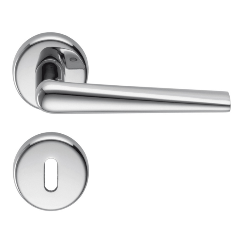 Roboquattro Polished Chrome Door Handle on Rosette Smooth Without Corners by Colombo Design