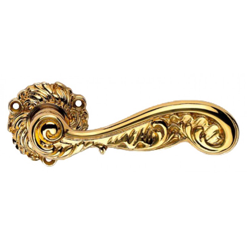 Rococò Gold Plated Door Handle on Rosette Linea Calì Vintage