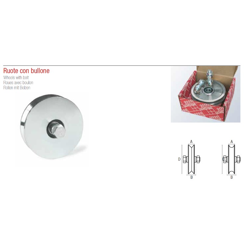 Wheel with Bolt for Sliding Gate Adem Various Diameters
