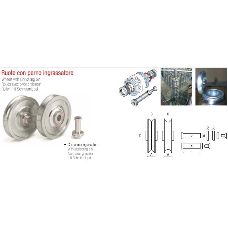 Wheel with Lubricating Pin Adem Choice of Throat Diameter